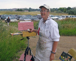 Elizabeth, painting for her work